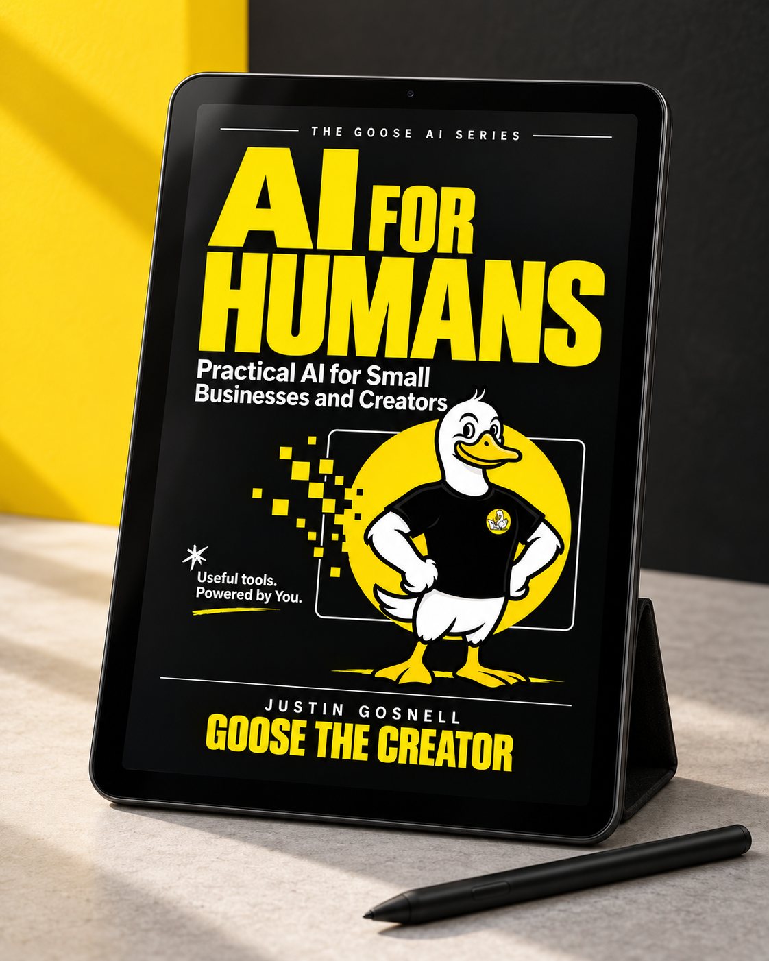 AI for Humans displayed on a tablet