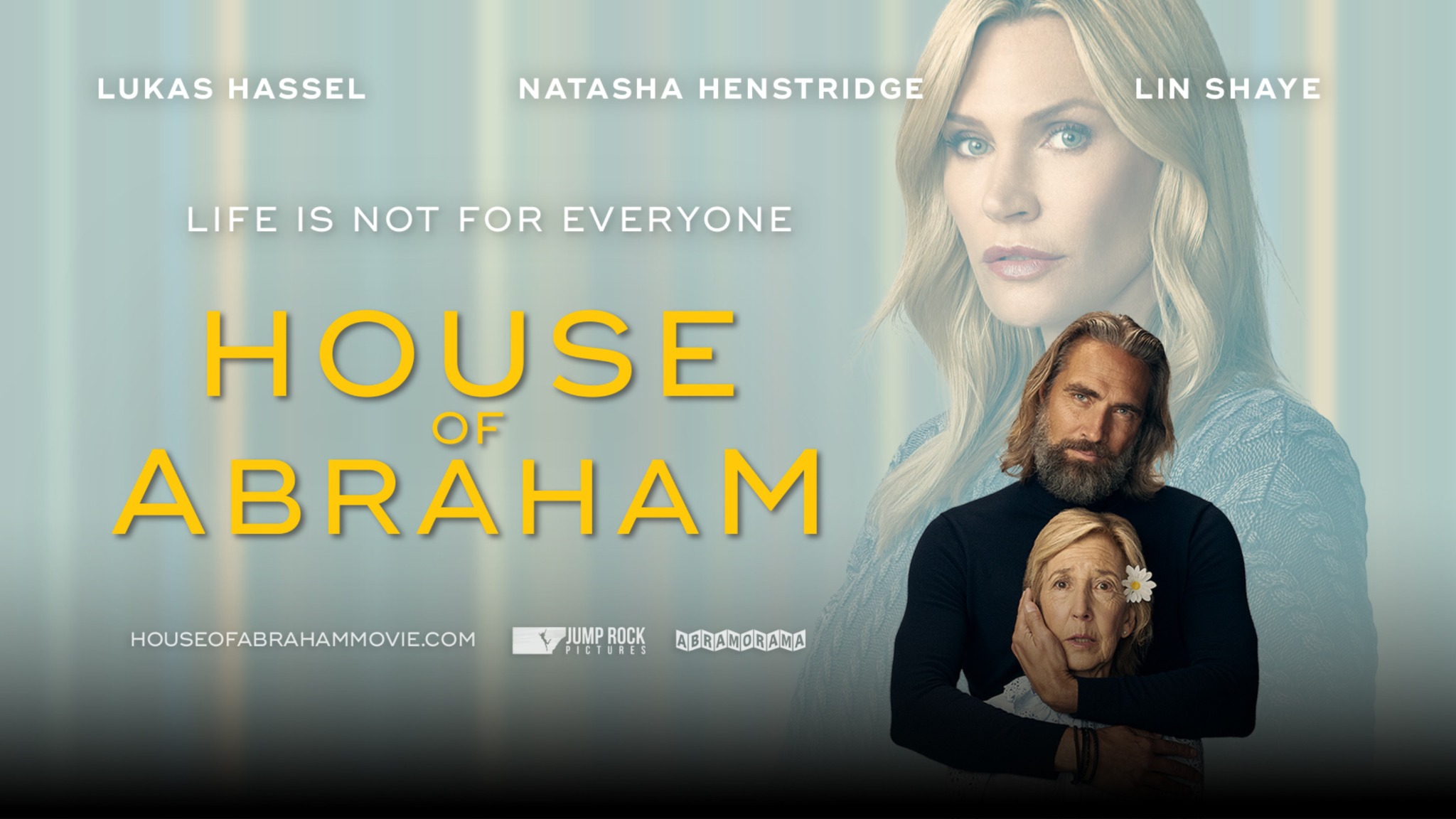 House of Abraham film artwork featuring Lukas Hassel, Natasha Henstridge, and Lin Shaye