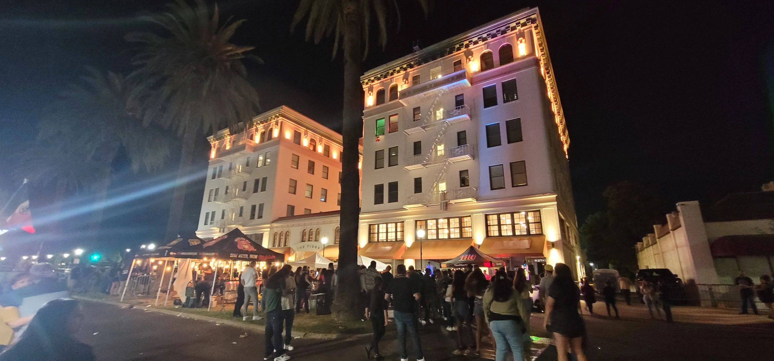 Evening exterior of an event venue